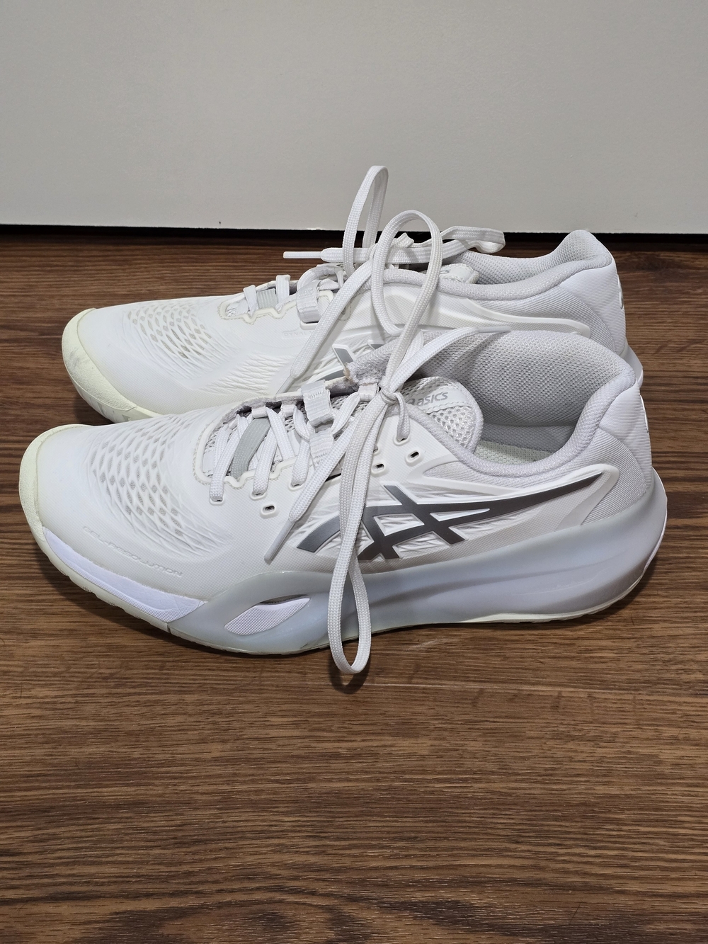 ASICS Women's White Athletic Sneakers with Silver Logo